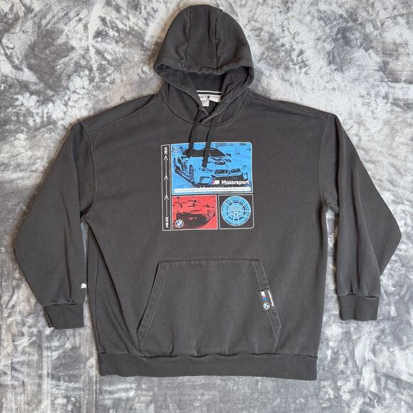 Puma X Bmw Pullover Black Long Sleeve Hoodie Size Medium Promo Motorsports - Picture 1 of 7